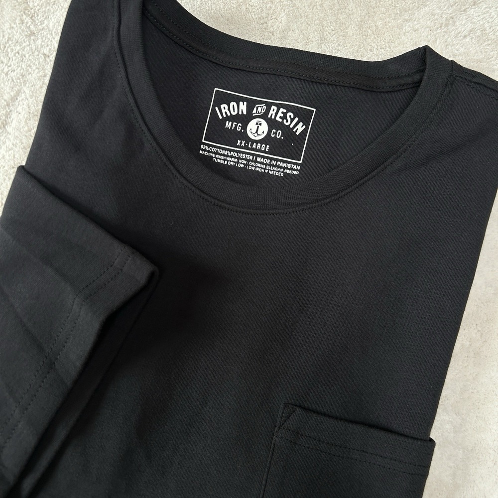 Iron Resin Shirt Men XXL 2XL Black Heavy Premium Cotton Pocket Short Sleeve NWOT